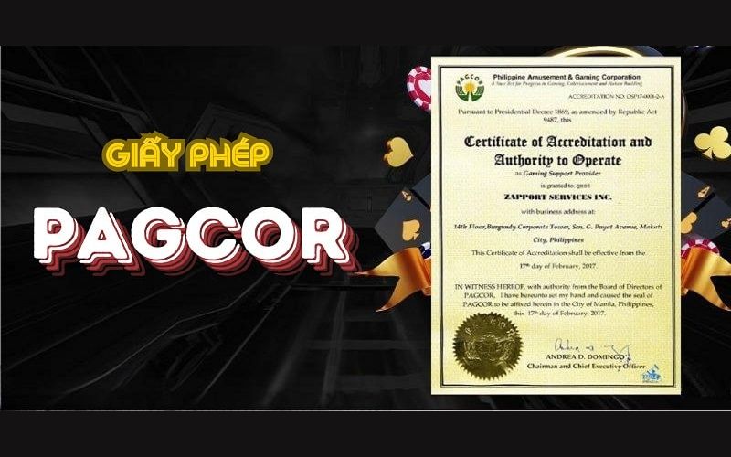 Giấy phép từ Pagcor – Ủy ban giải trí và trò chơi Philippines